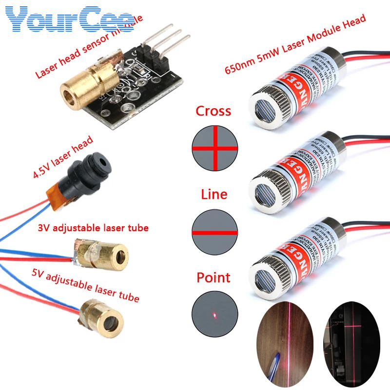 2pcs 650nm 5mW Red Point/Line/ - Industrial Laser Line Module 评论和价格