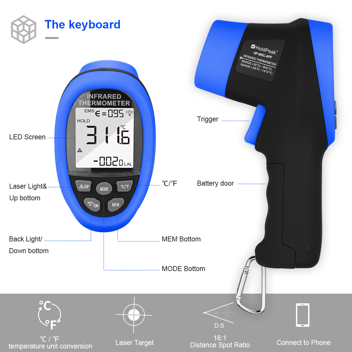 HoldPeak IR Thermometer Gun -5 - Industrial Laser Gun 评论和价格